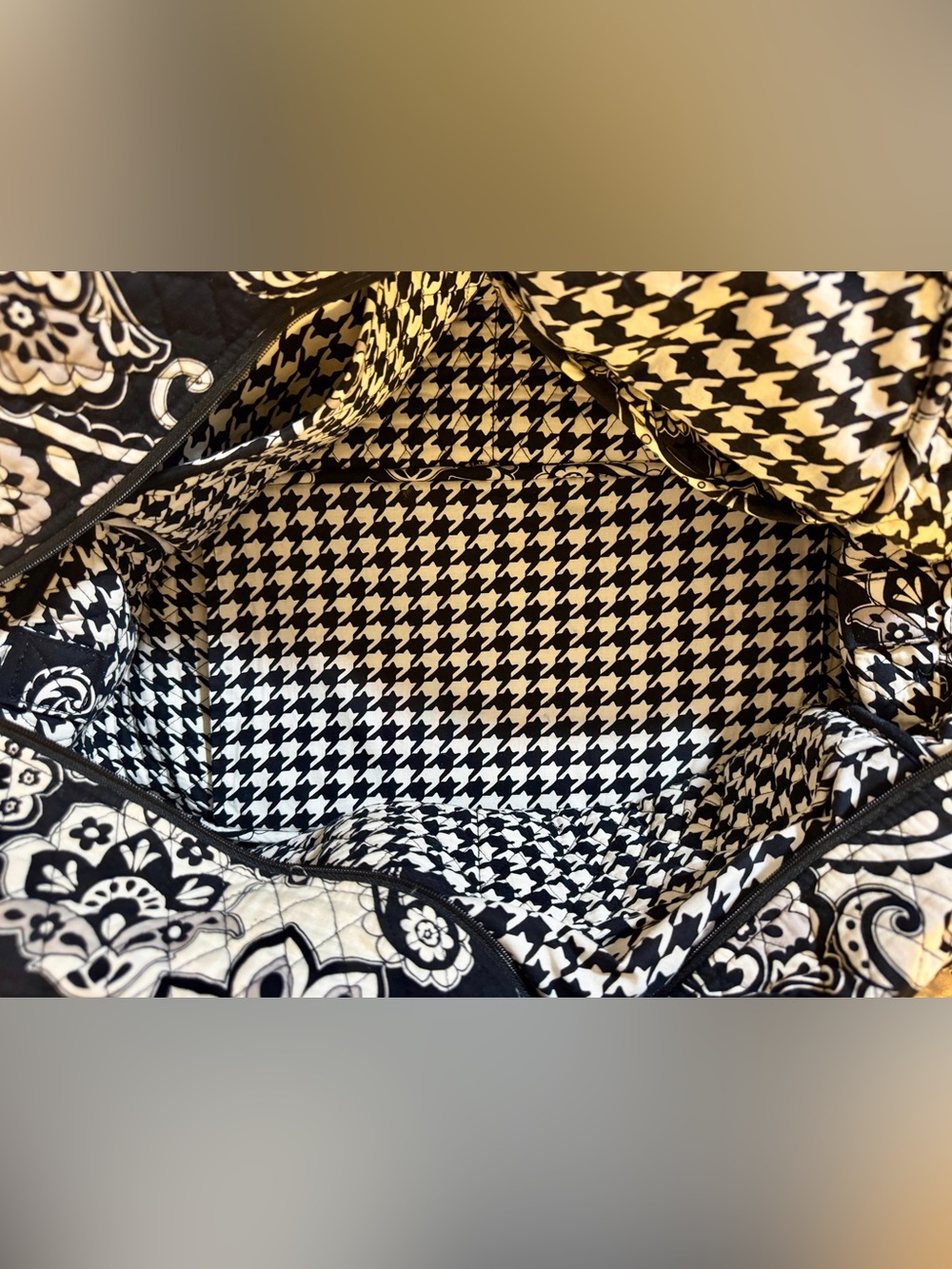 Vera Bradley Black & White Paisley Quilted Travel Bag - Picture 10 of 10